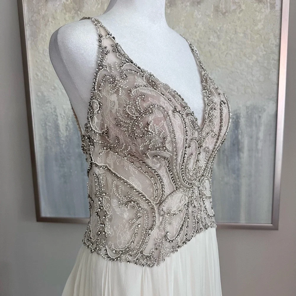 Customized Martina Liana 938 Boho Ivory Silk And Lace Wedding Dress Size 12 US - Picture 9 of 16